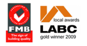 Company accreditations - FMB, The sign of building quality and Local Awards LABC Gold Winner 2009